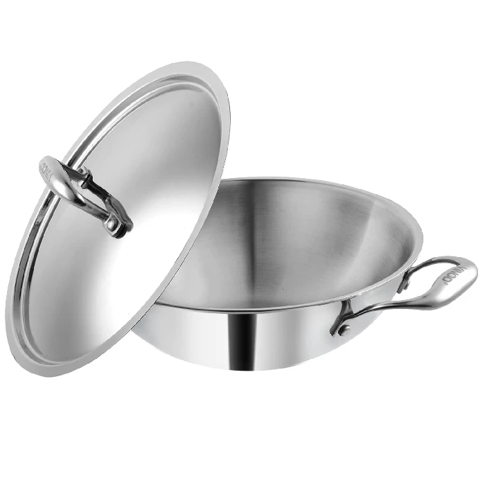 Vinod Platinum Triply Stainless Steel Kadai with Stainless Steel Lid 2.5 litres Capacity, 24cm-1.webp